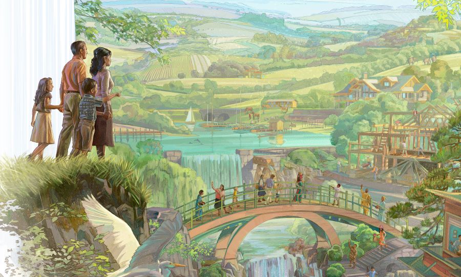 Eine Familie auf dem Weg ins Paradies