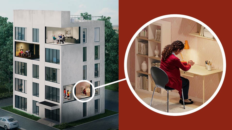 Dans son appartement, une jeune femme est en train de prier quand deux sœurs frappent à sa porte.
