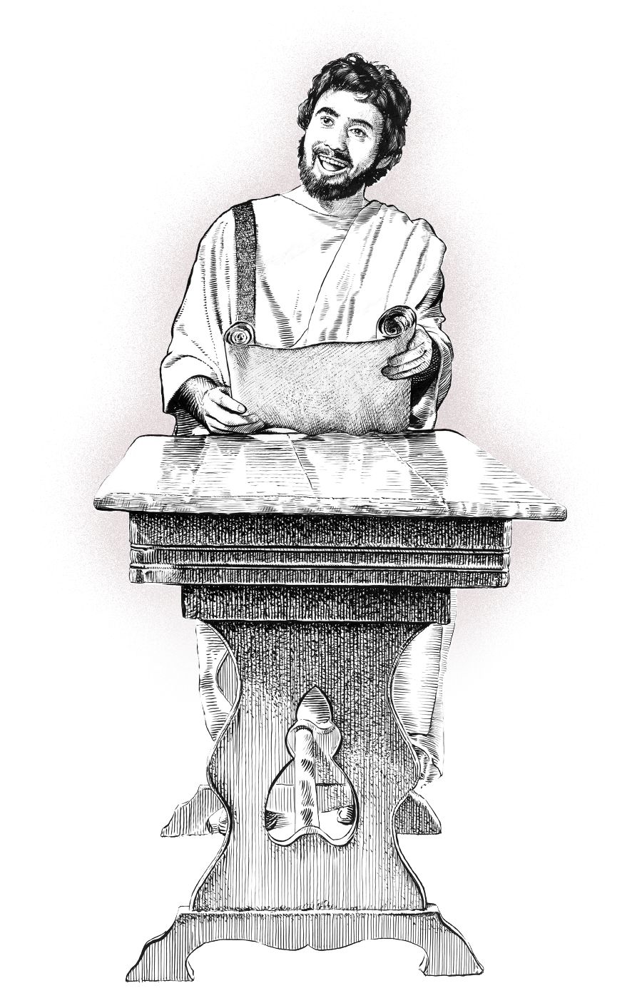 යාකොබ් අකුළන ලියවිල්ලක් කියවනවා.