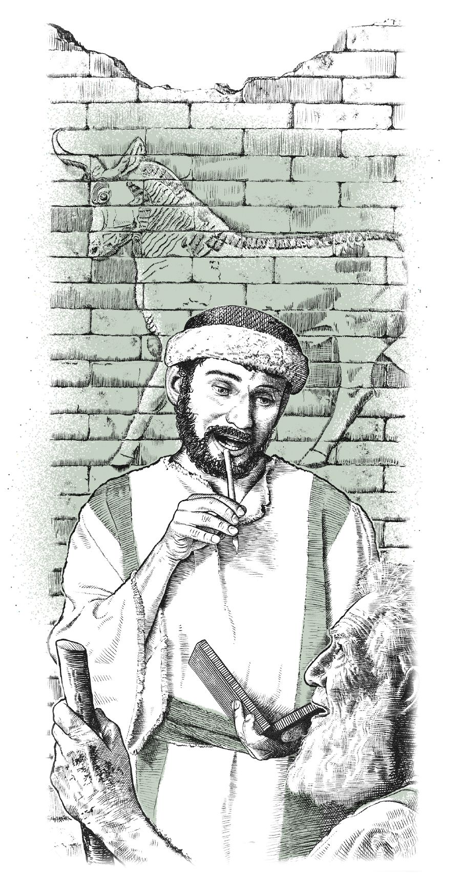 වැඩිමහල්ලෙක් කියන දේවලට සවන් දෙමින් ඉන්න මාක් ඒ දේවල් ලියවිල්ලක සටහන් කරගන්නවා.