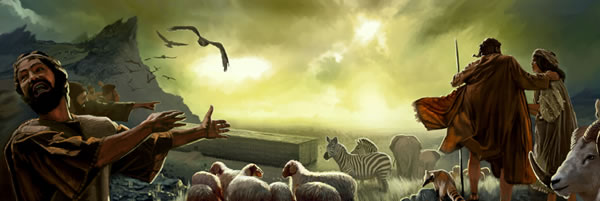 People outside the ark ridiculing Noah and his family