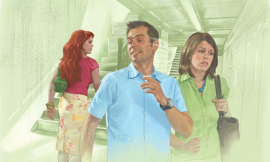 තම සැමියා වෙනත් කාන්තාවක් දිහා හොරුහින් බලනවා දිකින බිරිඳගේ සිත රිදෙනවා