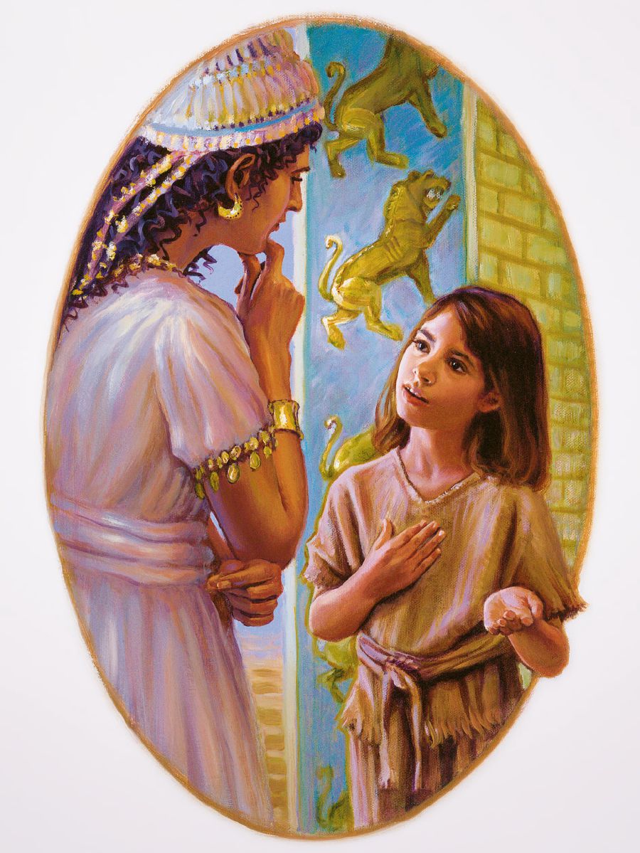 ඊශ්‍රායෙල් දැරිය නාමන්ගේ බිරිඳ එක්ක කතා කරමින්