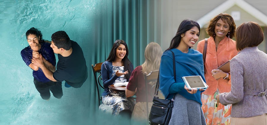 පින්තූරවල අදහස: යෞවන සහෝදරියක් නමස්කාර කටයුතුවලට සම්බන්ධ ඉලක්ක ජය ගනිමින්. 1. එයා බව්තීස්ම වෙමින්. 2. සති මැද රැස්වීමේදී පැවරුමක් ඉටු කරමින්. 3. සේවයේ යන අතරතුරේදී කෙනෙක්ට වීඩියෝ එකක් පෙන්වමින්.