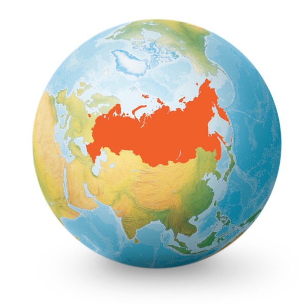 රුසියාව පෙන්වා තියෙන ලෝක ගෝලයක්