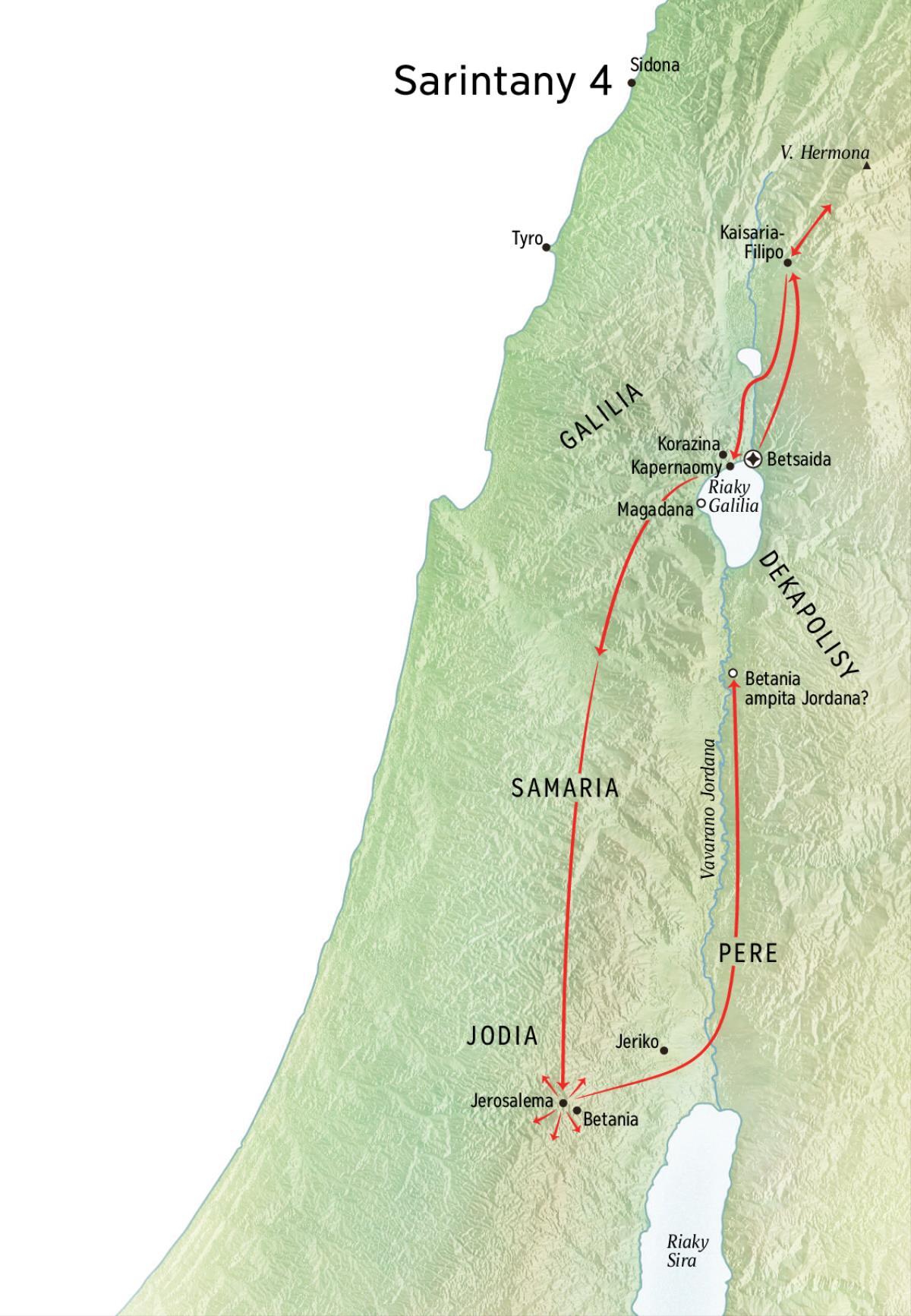 Sarintany ahità ty fanompoani-Jesosy ta Joda any, tafilitsy amy zay Jerosalema, Betania, Betsaida, Kaisaria-Filipo
