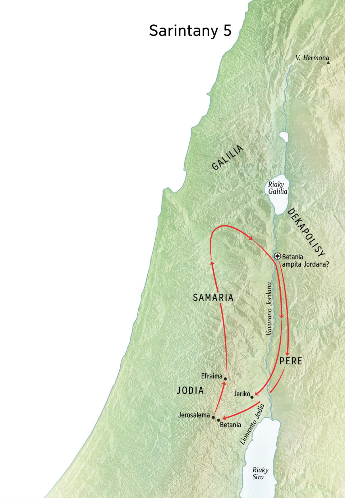 Sarintany mampiseho ty pilasy nanaovani-Jesosy fanompoa anatini-zay Betania, Jeriko, noho Pere