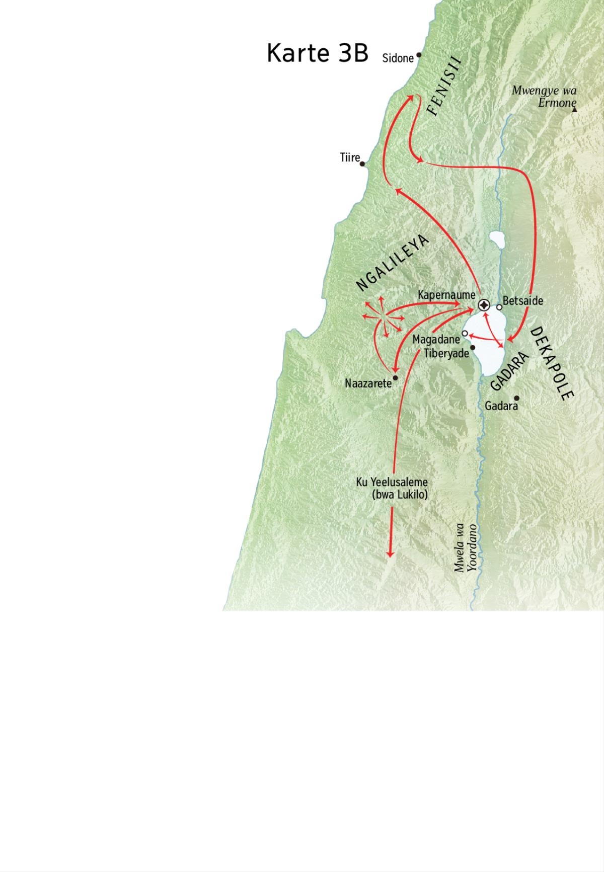 Map of locations related to Jesus’ ministry around Galilee, Phoenicia, and Decapolis