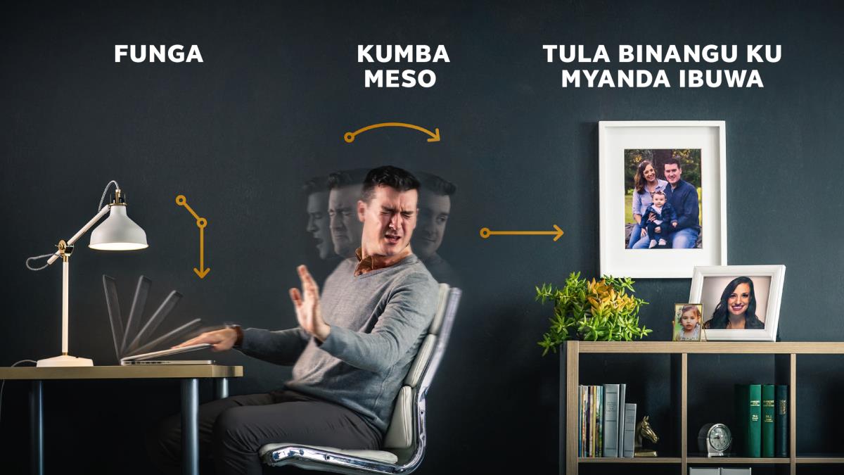 Mukwetu afungu ordinatere, akumbu meso, na atulu binangu byaye kwi mukashi aye na mwan’aye