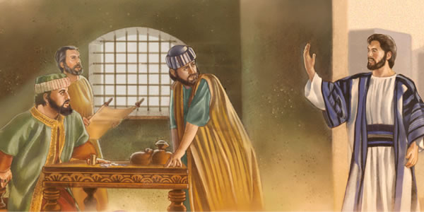 Yesus e si Mateyus na a belasting-kantoro èn a e gi en wan kari fu tron wan bakaman fu en