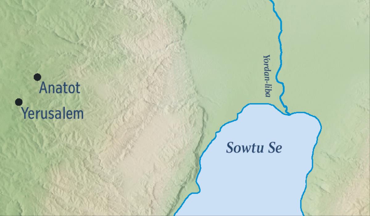 Wan karta di e sori pe Yerusalem nanga Anatot de. Yeremia ben e tan na Anatot