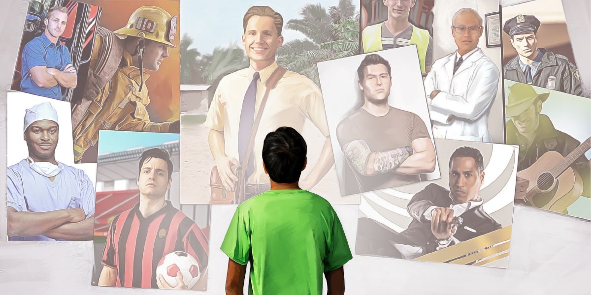 En kille betraktar olika sorters förebilder.