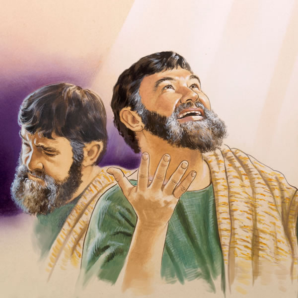 En ledsen man ändrar sig och ser mycket glad ut