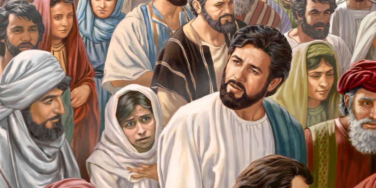 En kvinna lyckas nudda vid Jesus kläder, och Jesus blir medveten om att någon rört honom