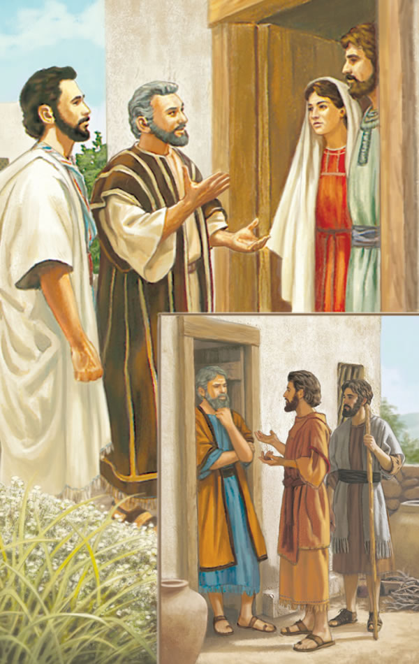 Jesus lärjungar predikar från hus till hus