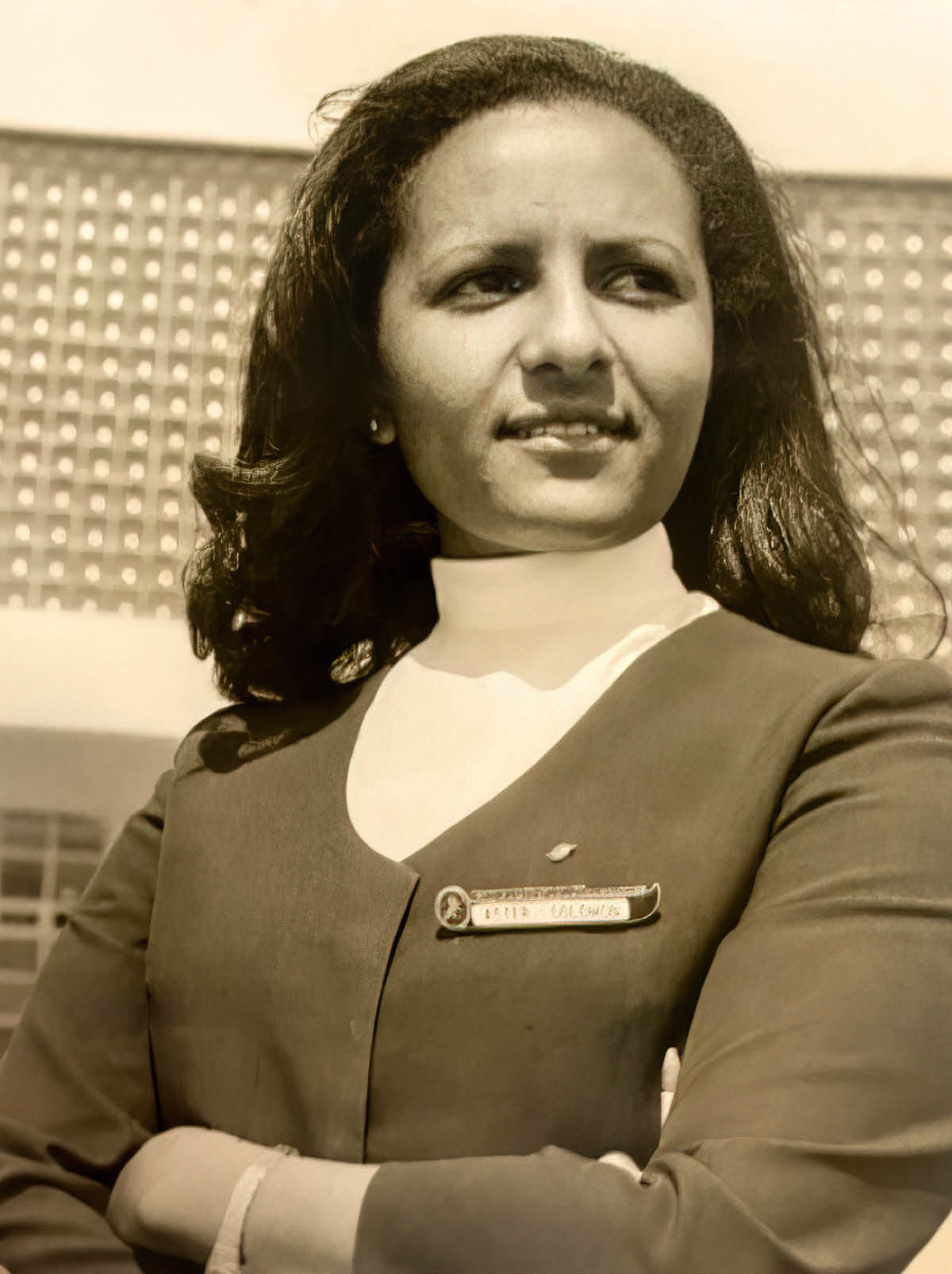 Aster i sin uniform från Ethiopian Airlines.