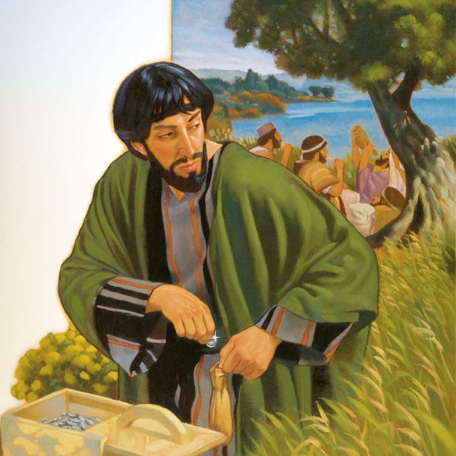 Judas stjäl pengar från ett kassaskrin, som Jesus gett honom i uppgift att ta hand om