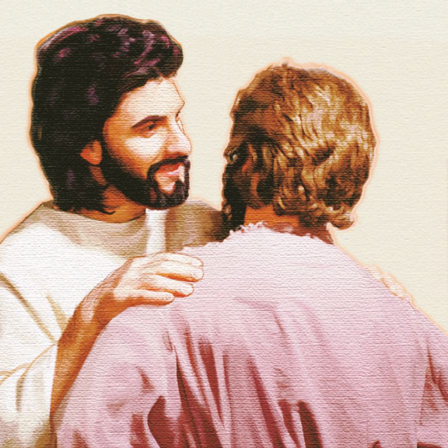 Absalom lägger sin arm om en annan man