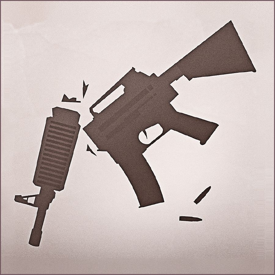 Ett vapen som har brutits sönder