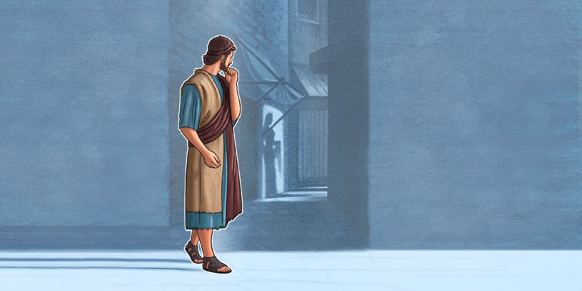 En ung man tittar mot ett hus där det bor en kvinna som lever omoraliskt