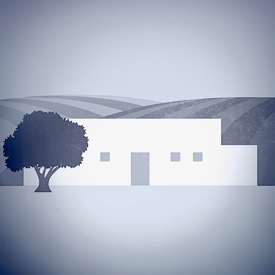 Ett stort hus och åkrar