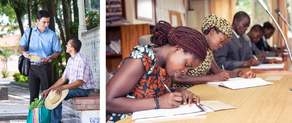 En ogift broder i tjänsten i Brasilien; ogifta elever som går Skolan för kristna förkunnare i Malawi.