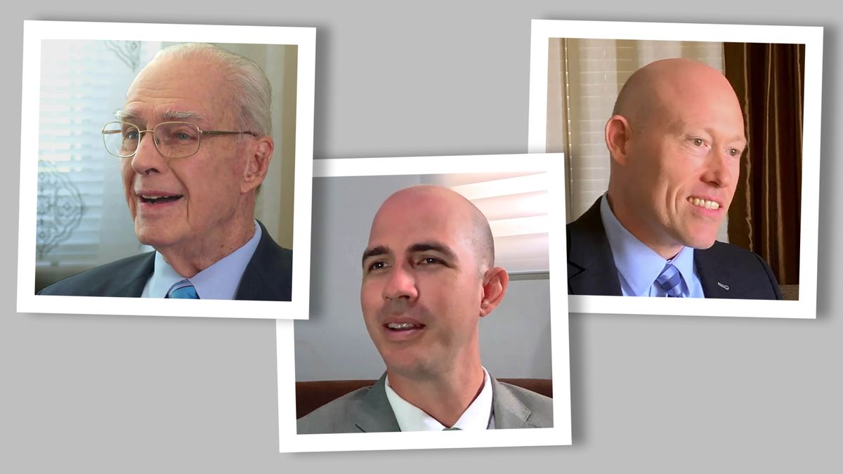 Collage: Bilder av bröderna från videon ”Gör saker på Jehovas sätt”. 1. Joel Adams. 2. Garrick Diaz. 3. Lars Carlsen.