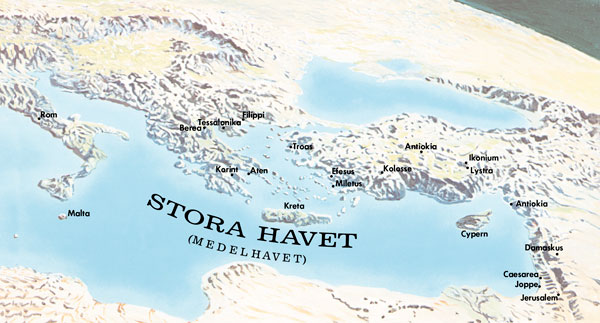 Karta över platser som Paulus och Timoteus besökte.