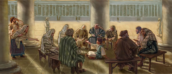 Josef och Maria hittar Jesus i templet