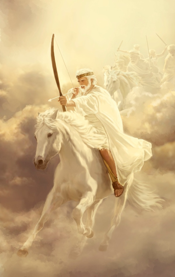 Jesus Kristus rider ut för att besegra Guds rikes fiender.