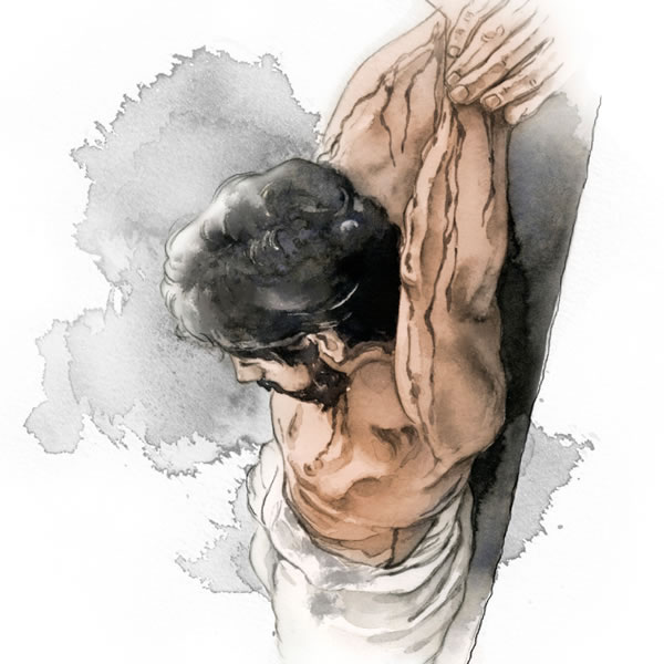 Jesus på tortyrpålen.