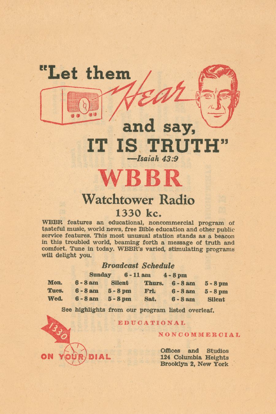 Ett flygblad om WBBR.