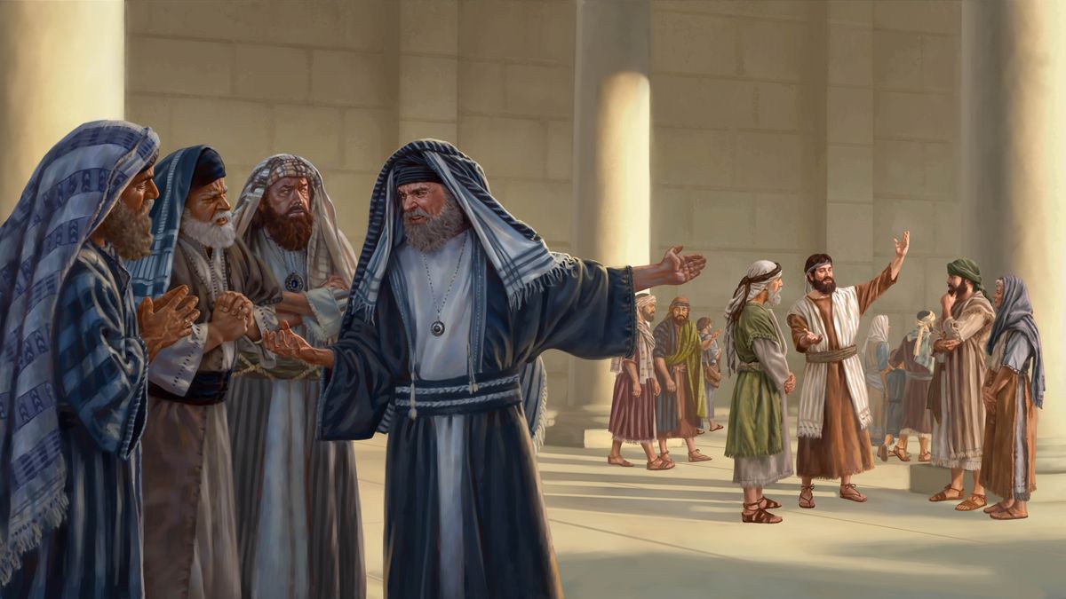 Judiska religiösa ledare i templet klagar över att de kristna predikar där.