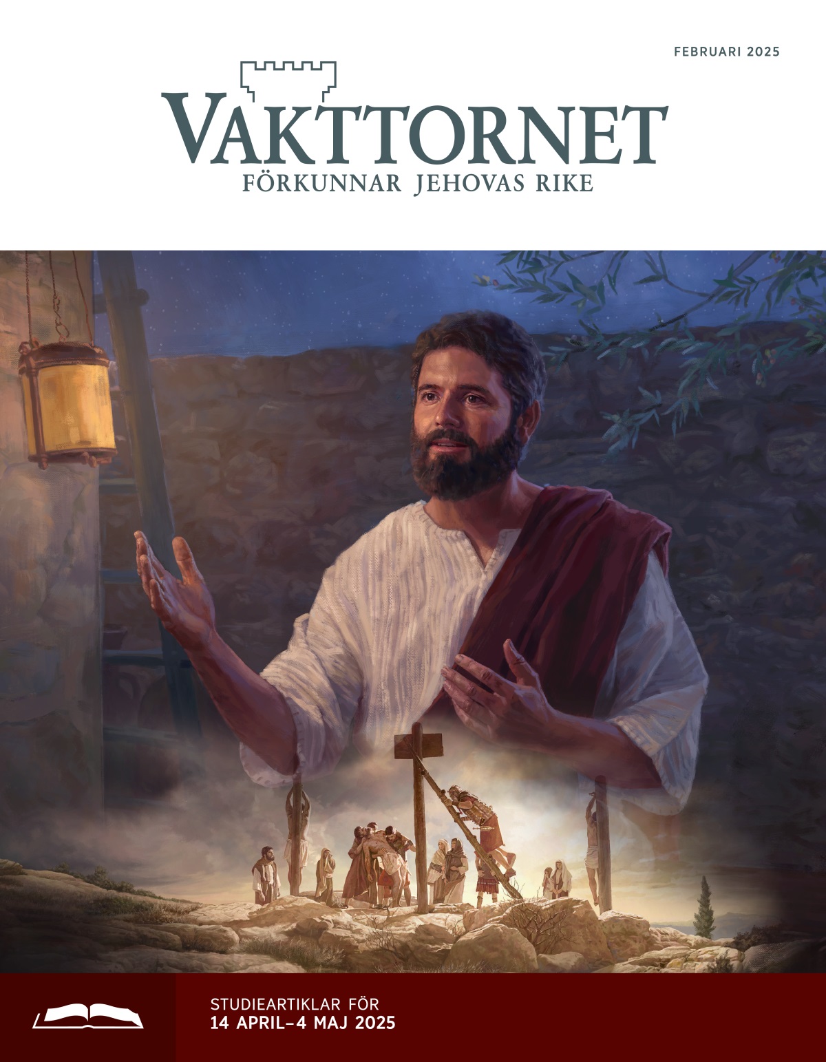 Collage: 1. Det är natt och Jesus pratar. 2. Romerska soldater tar ner Jesus döda kropp från pålen.