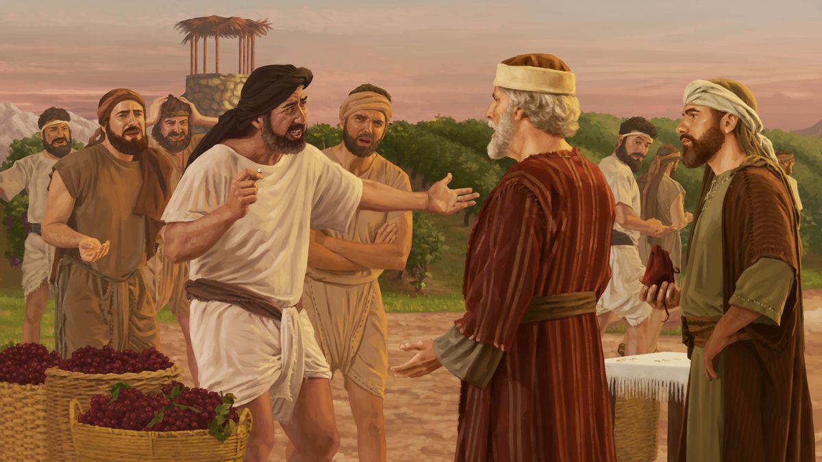 En del av arbetarna i Jesus liknelse klagar på vingårdsägaren.