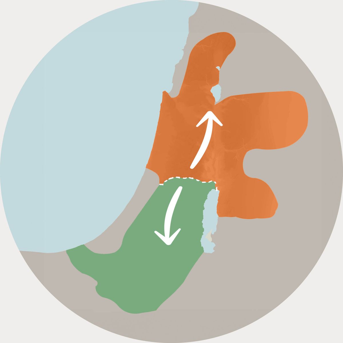 En karta som visar hur Israel delades upp i två riken.