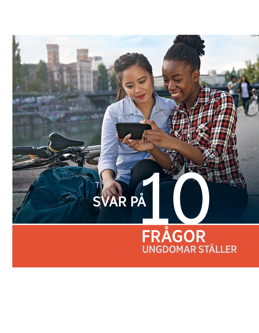 Framsidan på broschyren Svar på 10 frågor ungdomar ställer