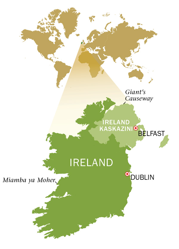 Ramani ya Jamhuri ya Ireland na Ireland Kaskazini