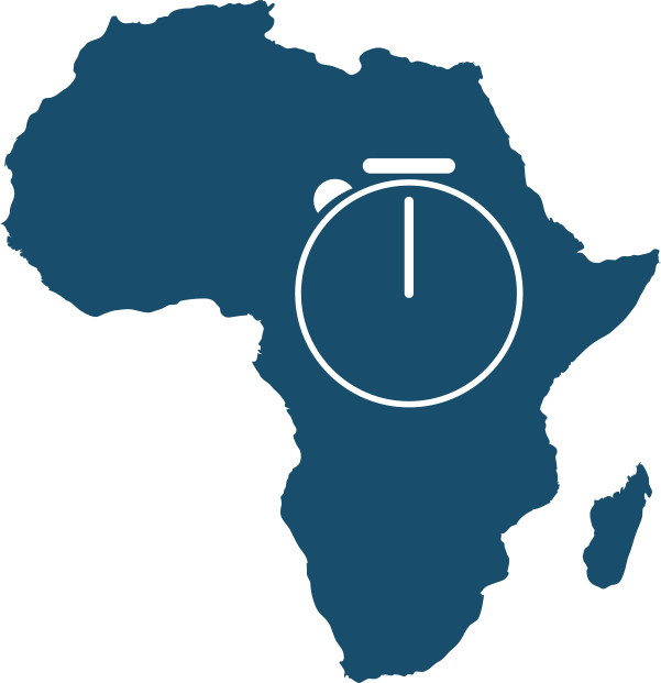 Saa ya mfano iliyo katika ramani ya bara la Afrika