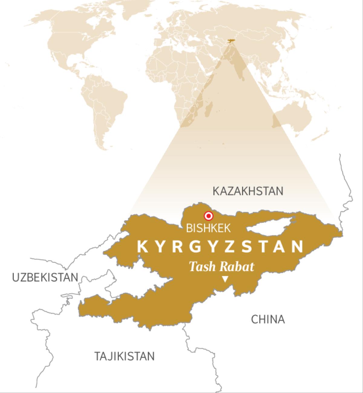 Ramani inayoonyesha nchi ya Kyrgyzstan