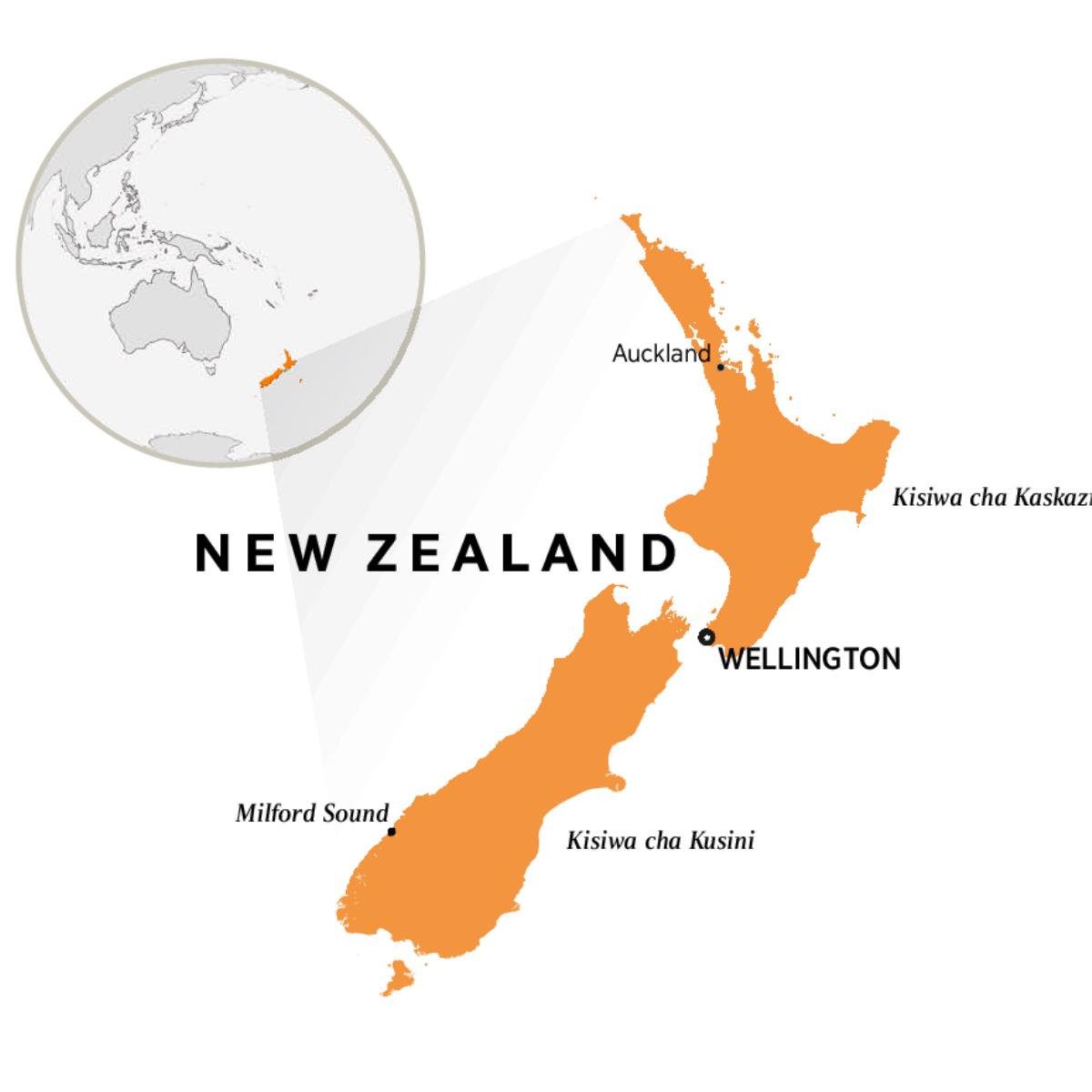 New Zealand katika ramani ya dunia