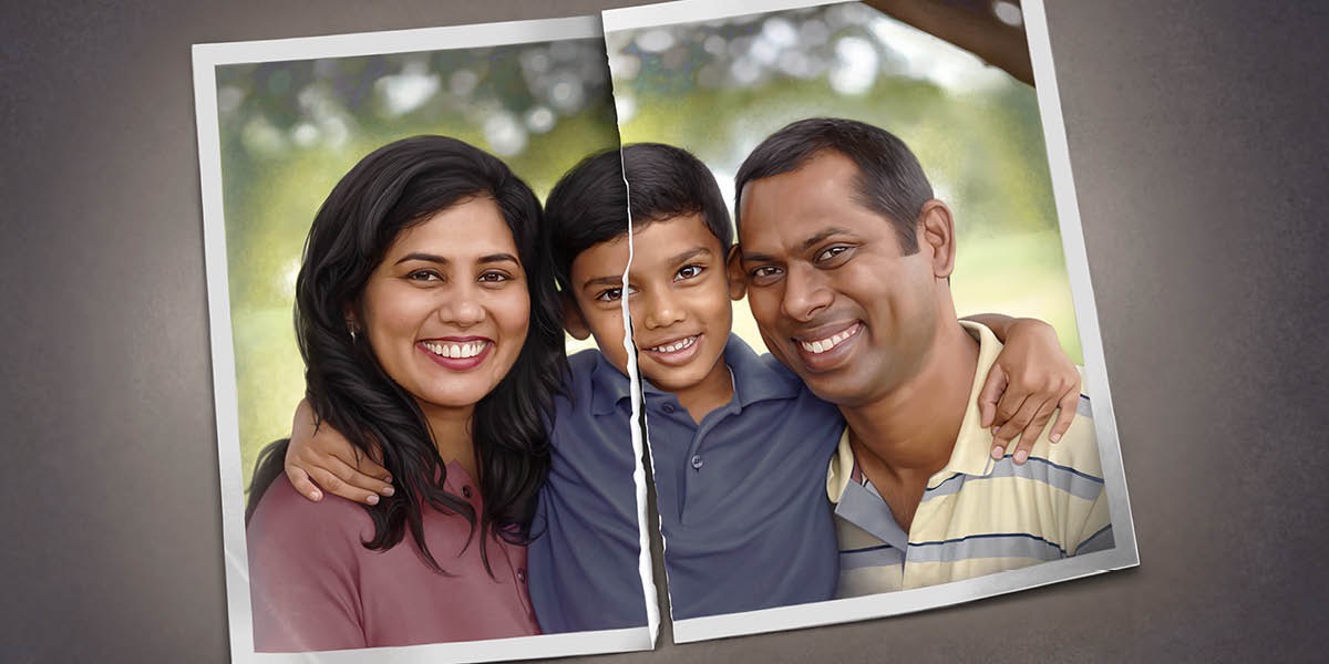Picha iliyoraruliwa ya familia yenye furaha.