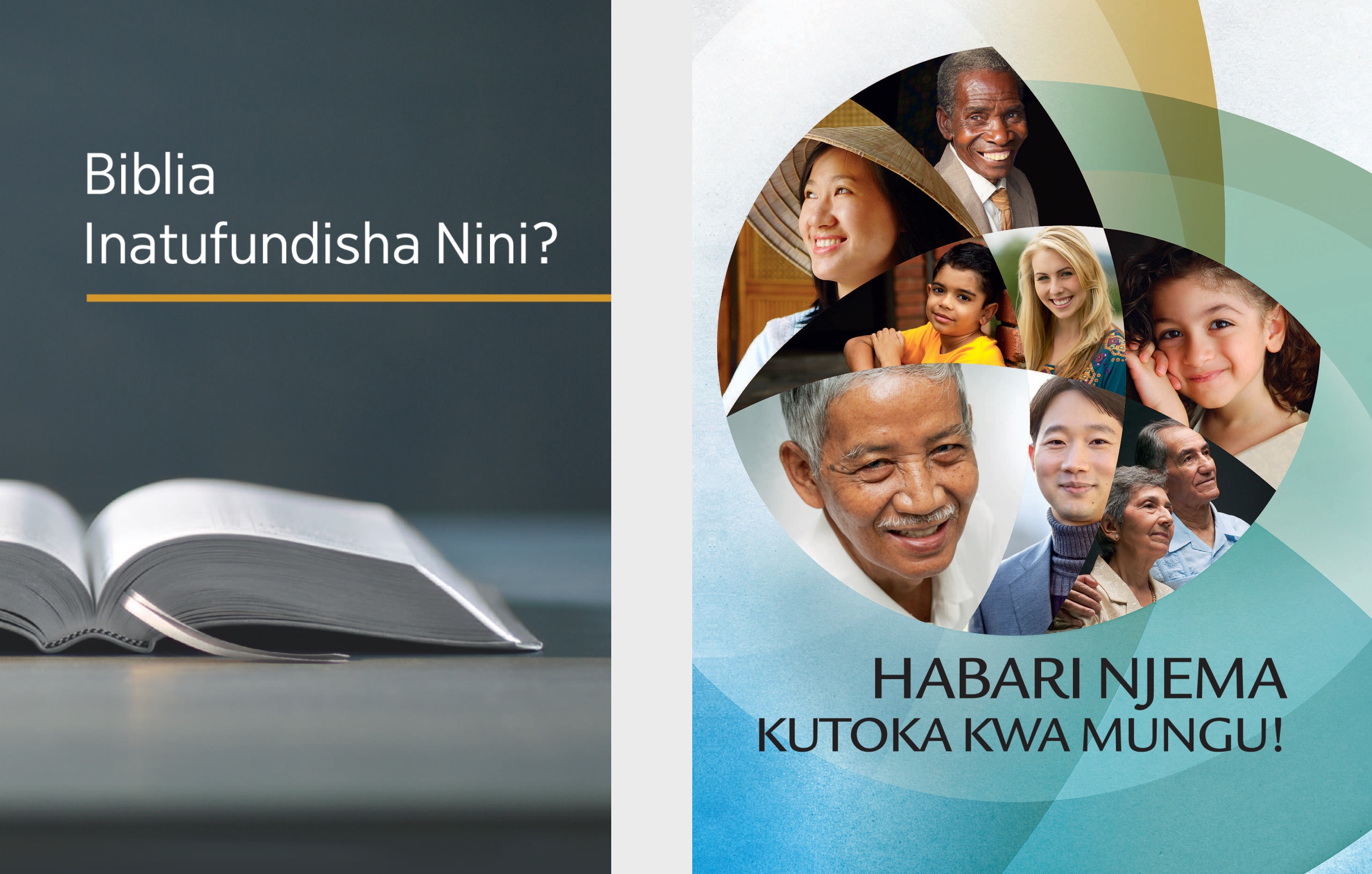 Kitabu ‘Biblia Inatufundisha Nini?’ na broshua ‘Habari Njema Kutoka kwa Mungu!’