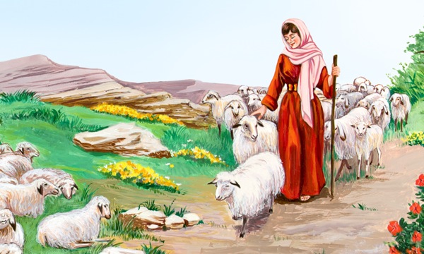 Raheli akichunga kondoo za baba yake