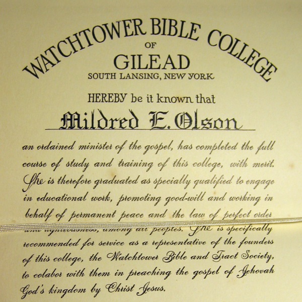 Cheti cha Gieadi cha Mildred Olson