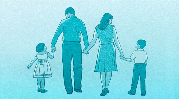 Papa, maman, mutoto mwanaume na mutoto mwanamuke