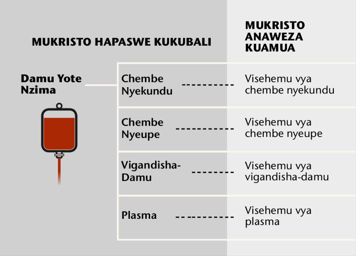 Damu, sehemu ine kubwa za damu, na visehemu vya damu