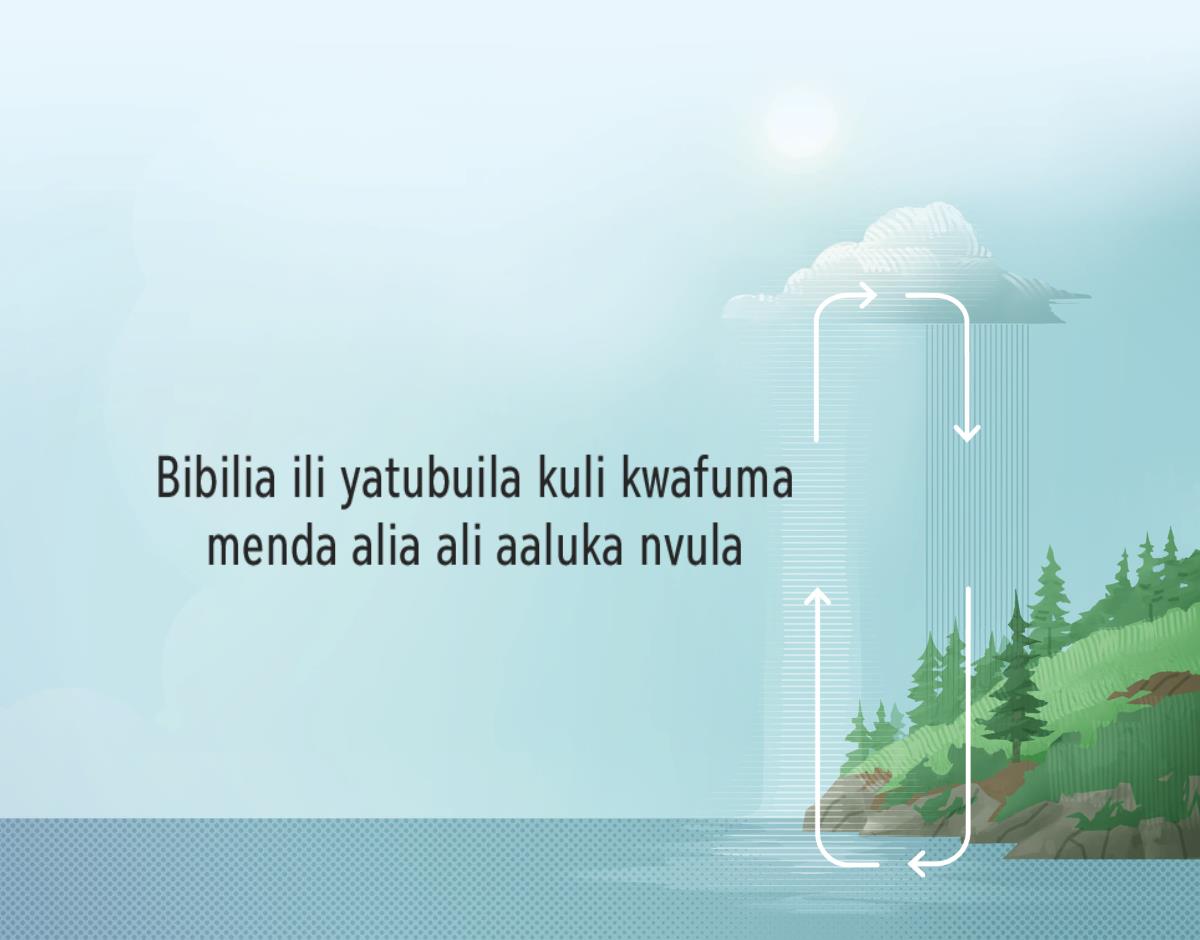 Bibilia ili yalanda kuli kwafuma menda ali aaluka nvula. Mikuuki ikitile kinzyungulu ilangiliile vili vyazyunguluka menda, afuma pa kyalo aya mu lweleele kabili afuma mu lweleele aiza pa kyalo.