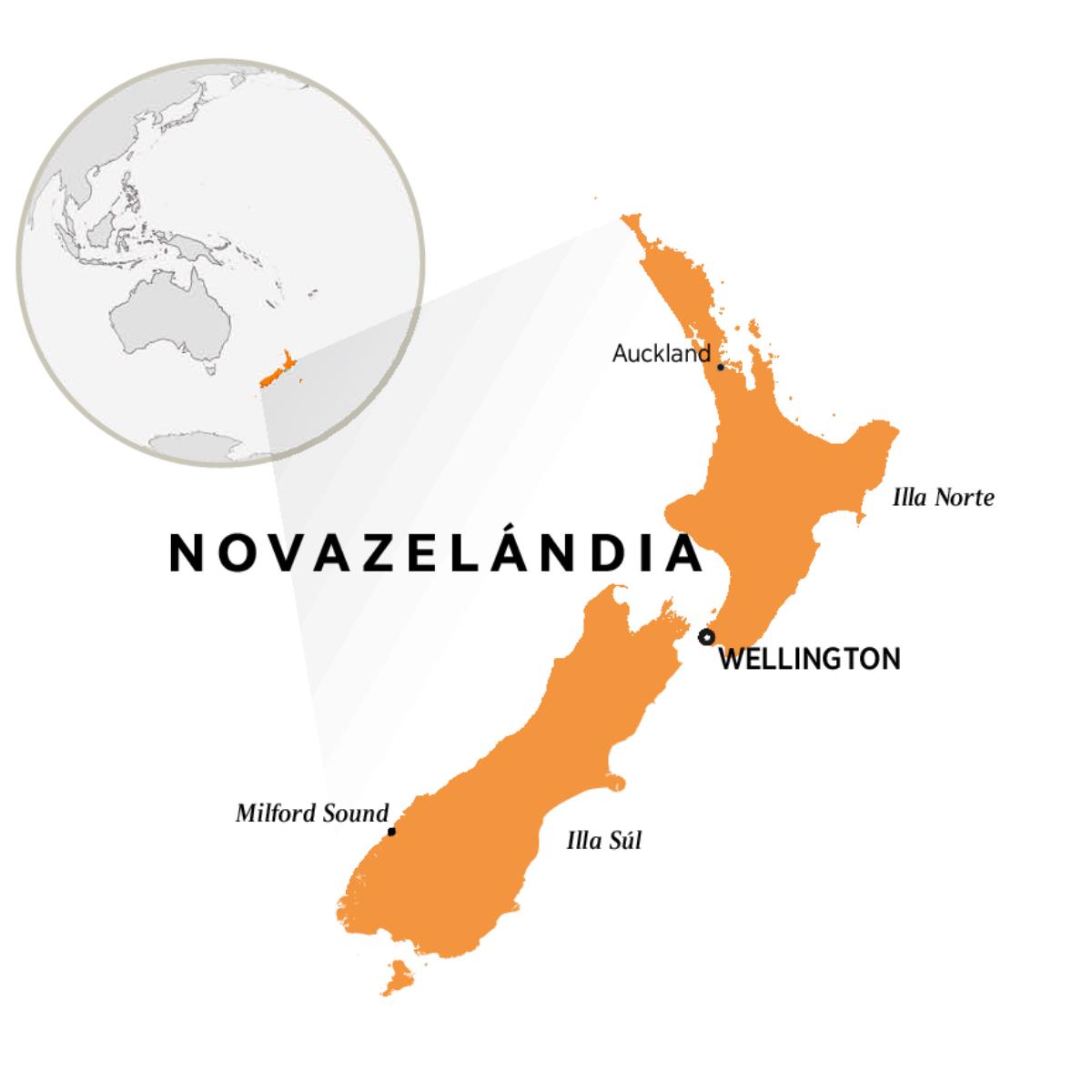 Rai-Novazelándia nia mapa