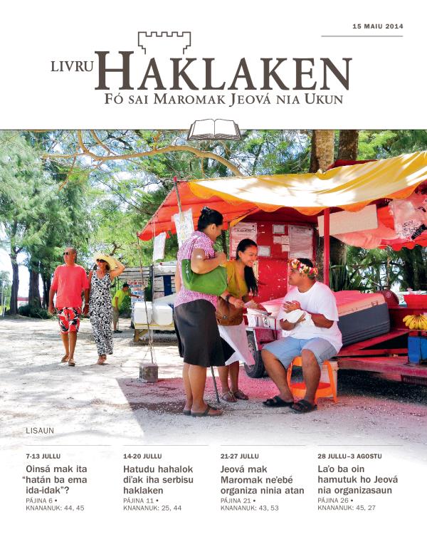 Pájina primeiru husi Livru Haklaken edisaun estudu, 15 Maiu 2014